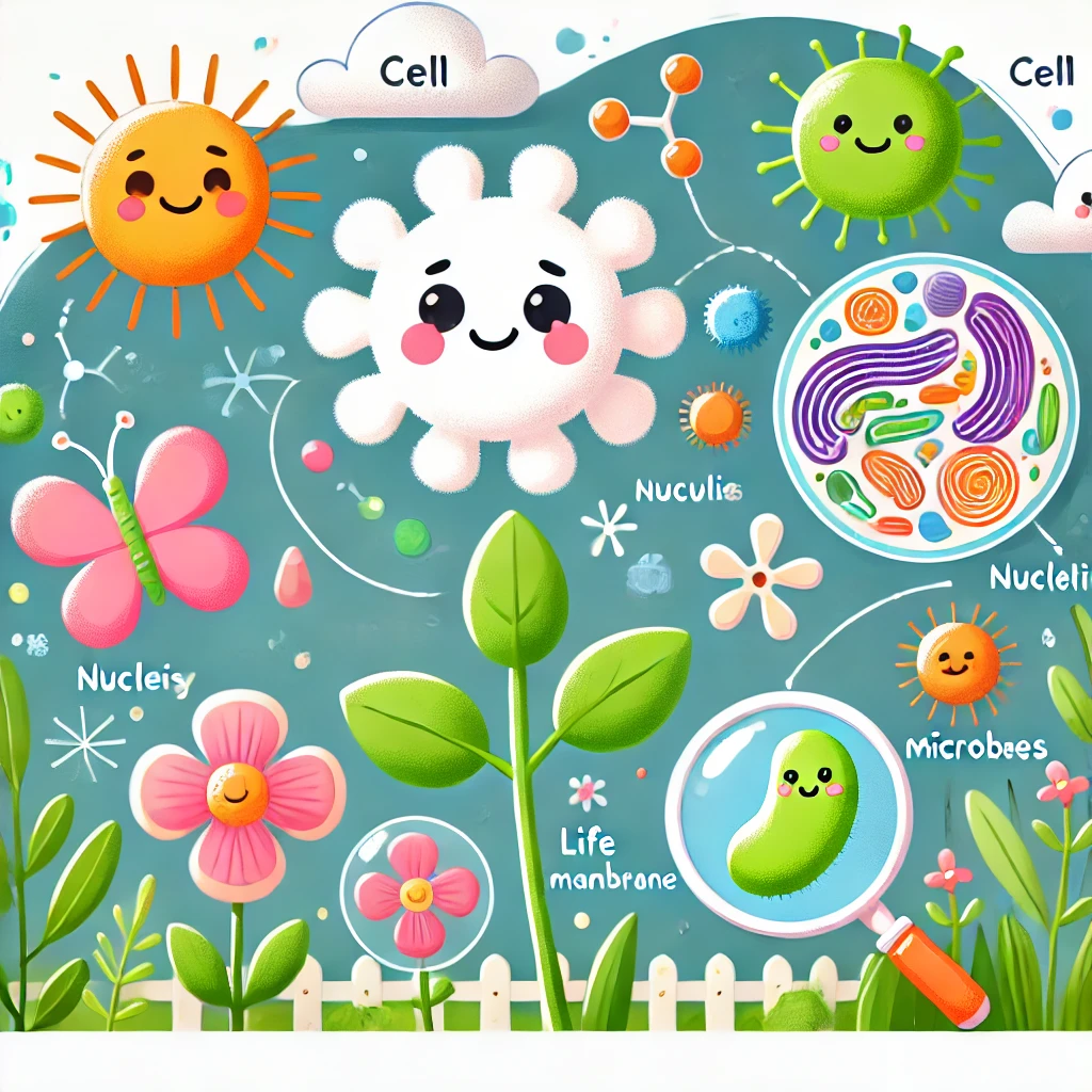 dall·e 2025 11 16 16.53.49 create a colorful, child friendly biology illustration for children aged 10–13. show a bright, playful scene with simple cartoon style elements a smi